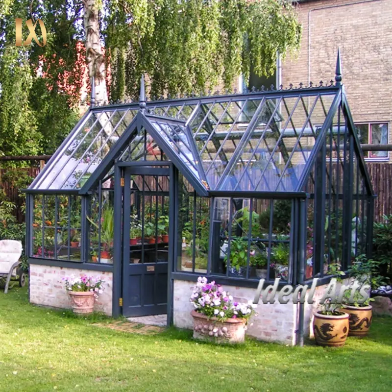 Cast Modern Garden Enclosed Large Metal Wrought Iron Gazebo Green House Orangerie