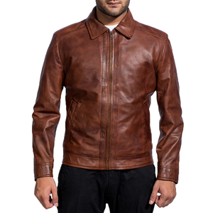 Veste en cuir d'agneau noir pour hommes, vestes en cuir pour hommes, veste en cuir du Pakistan pour hommes - Product Image 2