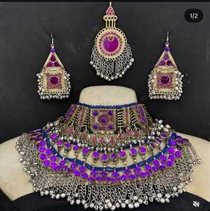 Afgano hecho a mano Vintage joyería gargantilla pendientes conjuntos hermoso collar para mujer boda compromiso fiesta alta calidad oxidado - Product Image 3