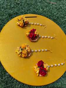 Fleur Mang tikka jaune tikka indien classique danse récital morceau de cheveux mariage indien cadeau de demoiselle d'honneur Haldi cadeau sangeet - Product Image 3