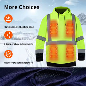 Sweat à capuche de sécurité routière haute visibilité, imperméable et respirant pour homme avec fermeture éclair – Meilleur prix - Product Image 3