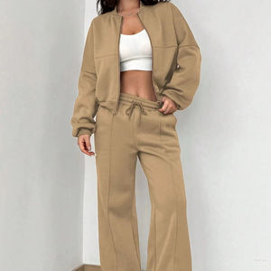 Conjunto Deportivo de Invierno al por Mayor para Hombre y Mujer, Chaqueta con Cremallera y Pantalones de Dos Piezas, Ropa Deportiva para Gimnasio y Entrenamiento, Logotipo Personalizado - Product Image 1