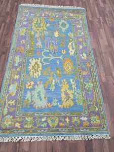 พรมปูพื้น3X5สีฟ้าอ่อนขนสัตว์ขนาดเล็กพรมตุรกีสไตล์วินเทจแบบดั้งเดิมห้องนั่งเล่นอธิษฐานขนาด3x12 - Product Image 6