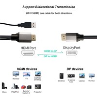 Câble HDMI bidirectionnel 4K60Hz vers DisplayPort avec câble d'alimentation USB pour PS5 Switch Ordinateur portable TV Projecteur Moniteur Xbox