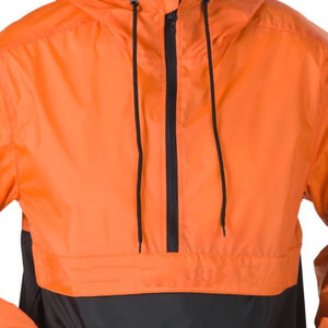 Veste coupe-vent à capuche personnalisée en toile anti-UV avec demi-zip et blocs de couleur, style streetwear, par sublimation - Product Image 3