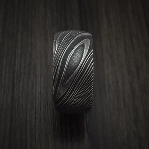 Custom Handmade Damascus Steel <b>Ring</b> Mens Wedding Band Unique <b>Wood</b> Grain Pattern Comfort Fit Jewelry Manufacturer Wholesale - Product Image 4
