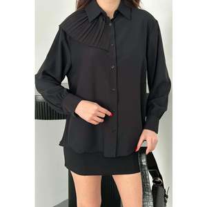 เสื้อเชิ้ตเจสิก้าสีดำแต่งจีบ - สีดำ - Product Image 4