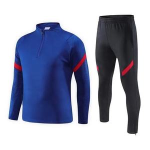 Conjunto de traje de entrenamiento de fútbol de manga larga de secado rápido para adultos y niños Otoño Invierno chándal de media cremallera - Product Image 1