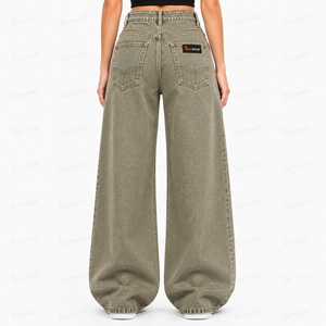 Jeans de Diseño para Mujer, Fabricante de Pantalones Vaqueros Personalizados al por Mayor, Cintura Alta, Corte Recto, Pierna Ancha, Rotos, a la Moda - Product Image 5