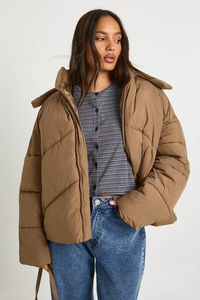 Comfortable Fabric Winter Hooded Reversible Outdoor Wear Women Puffer Jacket Plus Size <b>Waterproof</b> <b>Zipper</b> Knitted Canvas - Product Image 4