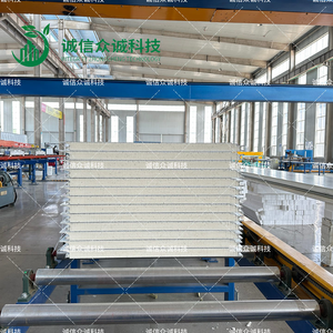 Bảng điều khiển bánh sandwich Polyurethane phẳng hai mặt, với màu trắng và xám ở cả bên trong và bên ngoài. - Product Image 5