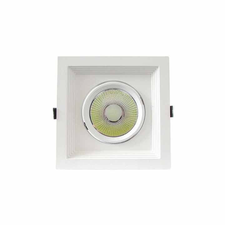 30W 220V COB LED Recessed Spotlight, Square, Natural White, Adjustable, with Reflector - Lighting / Recessed Spotlight
