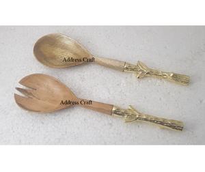 Juego de servidor de ensalada de calidad superior de gran oferta hecho de material de madera en accesorios de cocina a precio mayorista disponible para exportación - Product Image 4