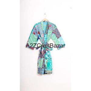 Chaqueta Kimono Kantha Hecha a Mano, Elegante y Suave, 100% Algodón, Corta, para Primavera, Otoño e Invierno, con Estampado Floral, Transpirable y Suave - Product Image 5