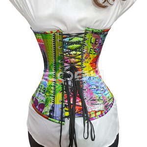 Corset bustier en satin sans bretelles pour femme, imprimé argent, à armatures en acier, style mode, vente en gros - Product Image 6