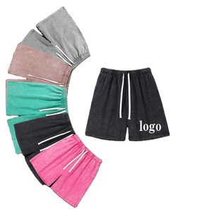 Custom Cordón Lavado ácido Vintage Plain French Terry Cotton Fleece Jogger Deportes Pantalones cortos para hombre Custom Cotton Baggy Sweat Shorts - Product Image 1