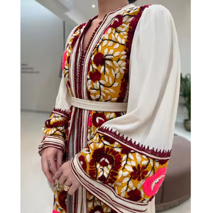 Caftán Marroquí Tradicional de Seda 100% Premium, Largo hasta el Suelo, Sin Mangas, Bordado, Modesto, Vintage, Ecológico, para Fiesta - Product Image 2