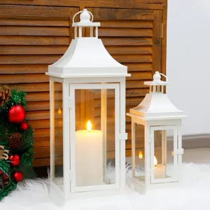 Linterna de corona Acabado gris Vajilla de metal y vidrio Los mejores precios Hogar y boda Linterna de Vela decorativa de Navidad - Product Image 1