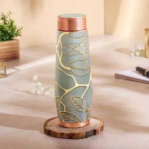 Botella de Cobre Ayurvédica con Estampado de Mandala, Botella de Agua de Cobre Puro de 1 Litro con Diseño de Mandala, Botella de Cobre de Diseño con Arte Meena - Product Image 1
