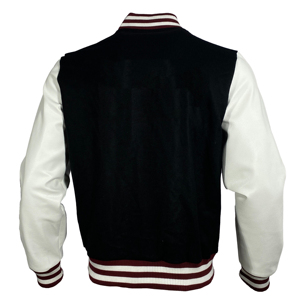 Wholesale Men's Varsity Jacket Embroidery Patches Custom Logo <b>Stand</b> Collar High Quality Leather Sleeves Canvas Fabric OEM Jacket - Product Image 2