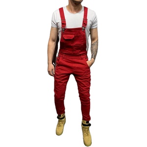 Casual Slim Jumpsuit Pants Heavy Duty Performance Bib Brace Overalls Unisex Denim <b>Jeans</b> Dungarees Trousers Polyester Breathable - Product Image 1