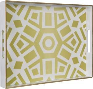 ถาดเสิร์ฟไม้สีธรรมชาติ ดีไซน์หรูหรา พร้อมหูจับโลหะ สำหรับอาหารเช้า กาแฟ ของว่าง งานเลี้ยง และตกแต่งบ้าน - Product Image 2