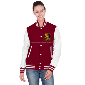 <b>Quilted</b> Cotton Fleece Varsity Jacket for Women with Custom Embroidery and Breathable Design - Product Image 1