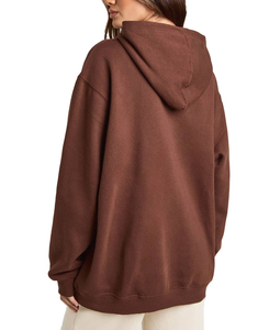 Sweat-shirt en coton léger marron uni personnalisé OEM Hiver Lavage à l'acide Broderie 3D Streetwear Vêtement décontracté pour femmes - Product Image 3