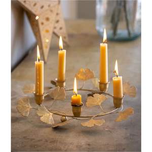Luxury Gold Metal <b>Flower</b> Wreath Candelabra - Bulk Event Table Centerpiece - Floral Design Taper <b>Candle</b> Stand for Dining Table - Product Image 4