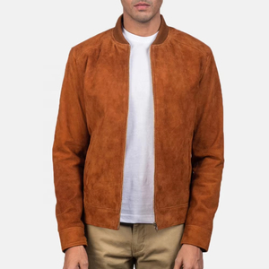 Veste bomber décontractée pour homme en similicuir suédé, doublure polyester, style vintage délavé à l'acide, sur mesure, haute qualité, collection 2026 - Product Image 5