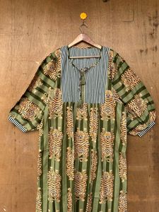 Femmes été bohème Hippie Midi Mini robe décontracté coton avec col profond bloc imprimé chaîne naturelle plus proche pour les mariages filles - Product Image 4