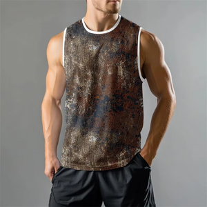 Men's Summer Gym Tank Top Knitted 100% Cotton High Street Style Breathable Fitness Loose Tees - Product Image 2