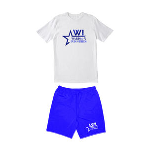 Nouveau meilleur ensembles d'été de haute qualité O cou demi manches T-shirts vêtements en gros unisexe été deux pièces ensembles avec Logo - Product Image 3