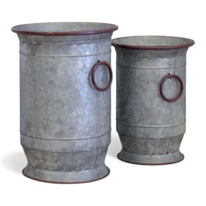 Jardinières cylindriques en métal galvanisé, pots de sol rustiques et industriels pour la décoration intérieure et le style de jardin extérieur - Product Image 4