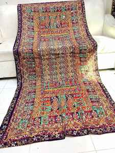 Ethnic Style Floral Dupatta Festive Silk <b>Shawl</b> Wrap with Shell and Mirror Accents Silk <b>Shawl</b> Women Hijab Wear <b>Ladies</b> Duppata - Product Image 3