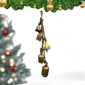 Decoraciones Navideñas Hechas a Mano Estilo Shabby Chic Vintage, Campanas Rústicas Armoniosas, Colgante de Campanas de la Suerte, 10 Piezas con Cuerda - Product Image 1