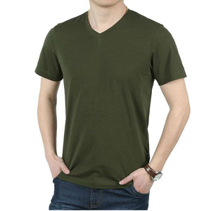 สีทึบธรรมดาแขนสั้น Unisex 250 GSM ผ้าฝ้ายหนักธรรมดาว่างเปล่าบุรุษ V คอเสื้อยืดขายส่งแฟชั่นสไตล์ที่ดีที่สุด - Product Image 2