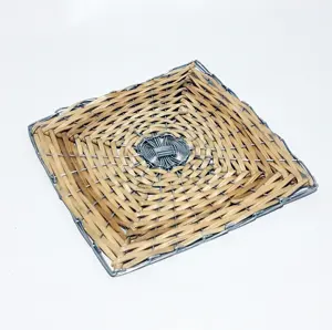 كوستر خشبي مستدير مربع الشكل مصنوع يدويًا من الخيزران الأعلى مبيعًا كوستر خشبي مستدير مخصص الشكل