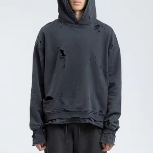 Sweat à capuche pour hommes en coton avec épaules tombantes Pull de haute qualité OEM ODM Hoodies pour hommes - Product Image 5