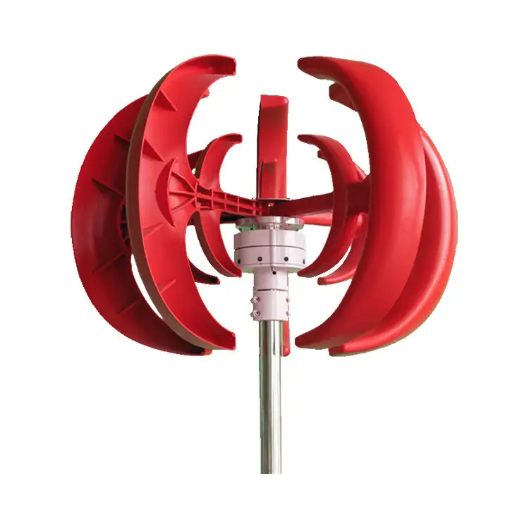 Hot Sale 100W 200W 300W 400W 500W Spiral Red Lantern Wind Turbine Vertical Axis AC Output Generator Wind Turbine