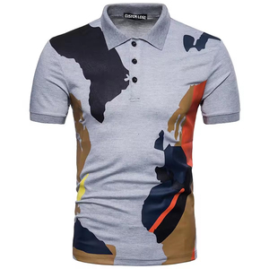 Vente en gros POLO en tricot à rayures pour hommes avec étiquette personnalisée Chemise de base décontractée respirante à manches courtes en soie glacée T-shirt torsadé - Product Image 2
