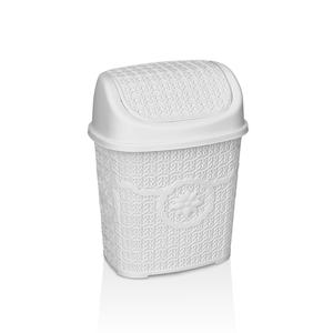 Poubelle rectangulaire élégante 5L en plastique PP sans BPA avec couvercle à bascule et design tricoté, pour la maison et la cuisine (papiers) - Product Image 3