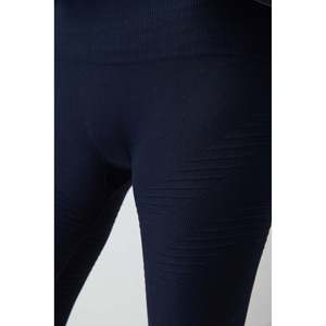 Navy High-Waisted Seamless Chiffon Sports <b>Leggings</b> Yoga Pants Long in XL Size Made 100% <b>Polyester</b> for Gym Use - Product Image 5