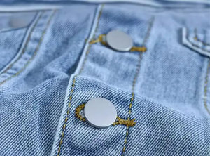 Chaqueta vaquera amarilla para mujer al por mayor, chaqueta informal personalizada, chaqueta vaquera corta ajustada a la moda para mujer - Product Image 4