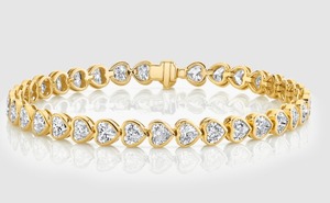 ชุดฝาครอบหัวใจสีขาวทอง14K แบบพรีเมี่ยมสร้อยข้อมือเทนนิสประดับเพชรคอลเลกชันเครื่องประดับสำหรับเจ้าสาวและครบรอบหรูหรา - Product Image 2