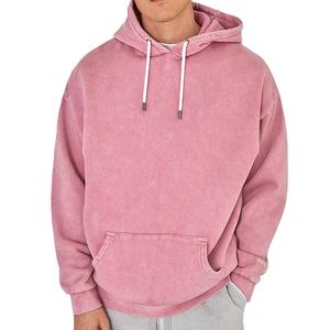 Haute qualité lavage à l'acide sweat à capuche surdimensionné hommes poids lourd français éponge à capuche gris tissu éponge tricoté à capuche 2026 - Product Image 1