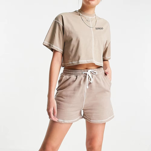 Ensemble jupe et short 2 pièces décontracté d'été pour femme, couleur et logo personnalisables, respirant et uni - Product Image 1