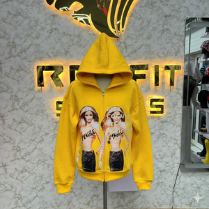 Sweat à capuche avec fermeture éclair de qualité pure, fabriqué en usine, à bas prix, pour hommes - Product Image 5