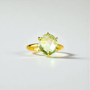 925 Sterling Silver Green <b>Amethyst</b> 8x12 mm Gemstone Oval <b>Ring</b> - Handmade Wholesale <b>Ring</b> Jewelry - Product Image 1