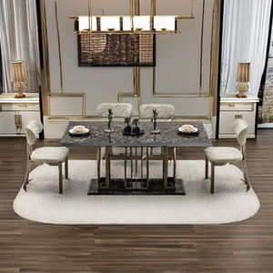 Conjuntos de comedor modernos convertibles elegantes y elegantes de lujo, muebles contemporáneos de acero inoxidable para el hogar, apartamentos, villas, comedor - Product Image 1